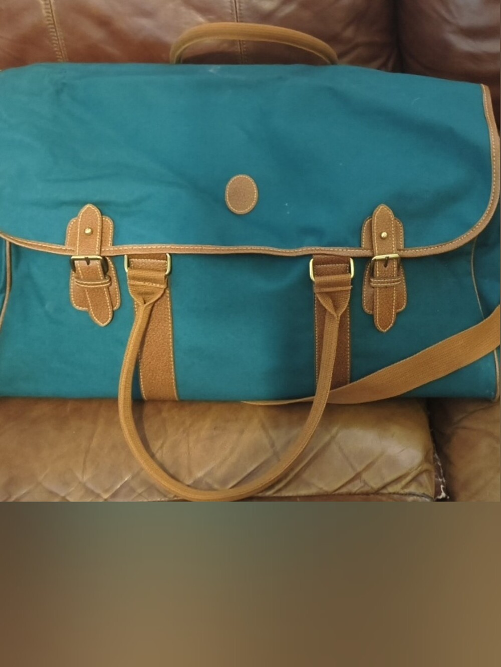 Polo by Ralph Lauren Teal Travel Duffel with Tan Trim